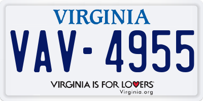 VA license plate VAV4955