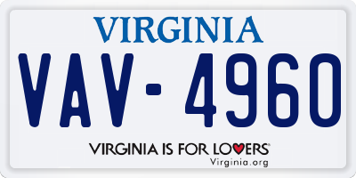 VA license plate VAV4960