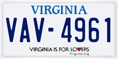 VA license plate VAV4961