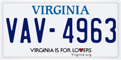 VA license plate VAV4963