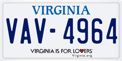 VA license plate VAV4964