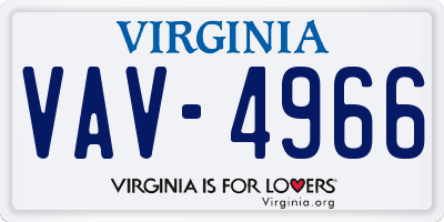 VA license plate VAV4966