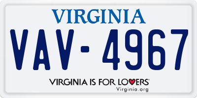 VA license plate VAV4967