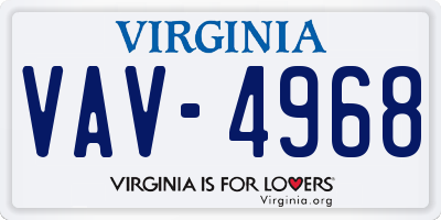 VA license plate VAV4968