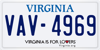 VA license plate VAV4969