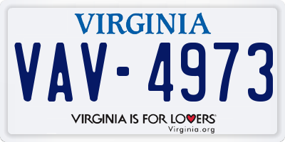 VA license plate VAV4973