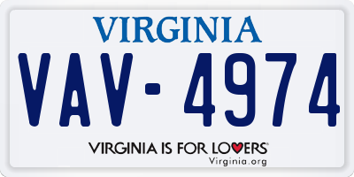 VA license plate VAV4974