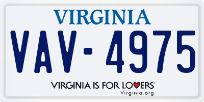 VA license plate VAV4975