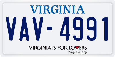 VA license plate VAV4991