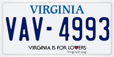VA license plate VAV4993
