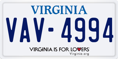 VA license plate VAV4994