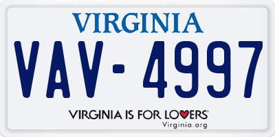 VA license plate VAV4997