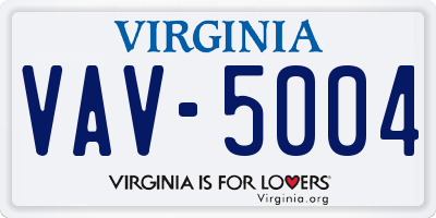 VA license plate VAV5004