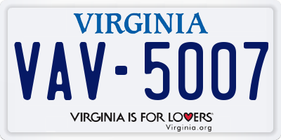 VA license plate VAV5007