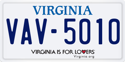 VA license plate VAV5010