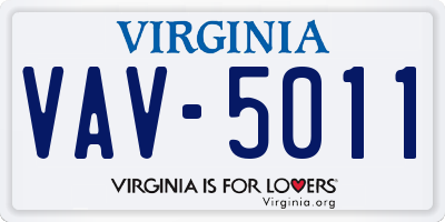 VA license plate VAV5011