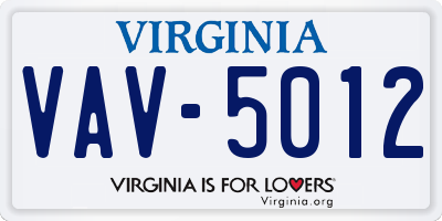VA license plate VAV5012