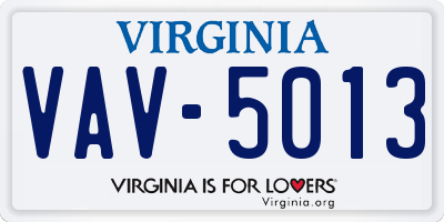 VA license plate VAV5013