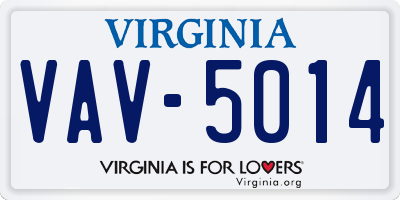 VA license plate VAV5014