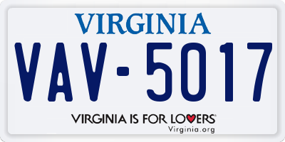 VA license plate VAV5017