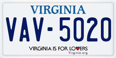 VA license plate VAV5020
