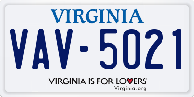 VA license plate VAV5021