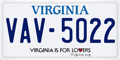 VA license plate VAV5022