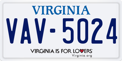 VA license plate VAV5024