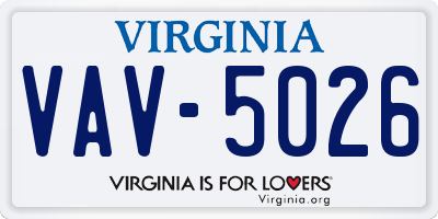 VA license plate VAV5026