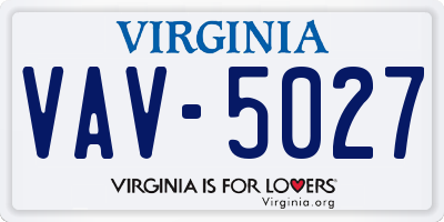 VA license plate VAV5027