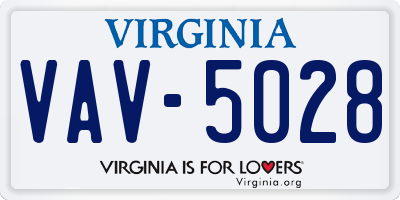 VA license plate VAV5028