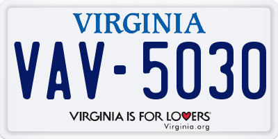 VA license plate VAV5030