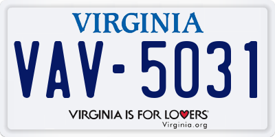 VA license plate VAV5031