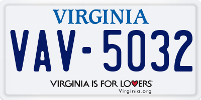 VA license plate VAV5032
