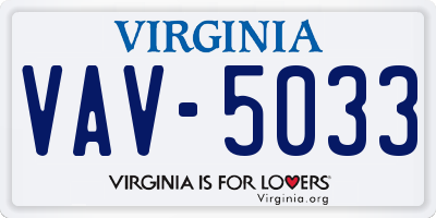VA license plate VAV5033
