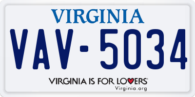 VA license plate VAV5034