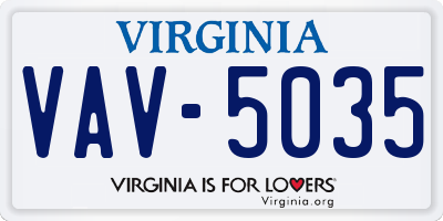 VA license plate VAV5035