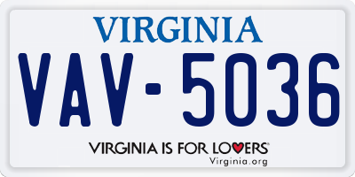 VA license plate VAV5036
