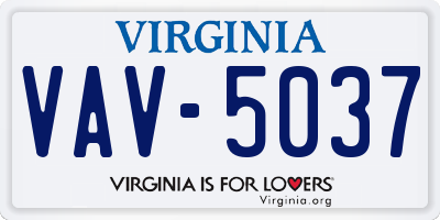 VA license plate VAV5037