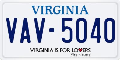 VA license plate VAV5040