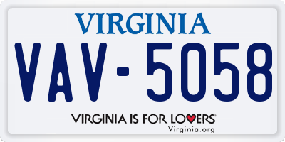 VA license plate VAV5058