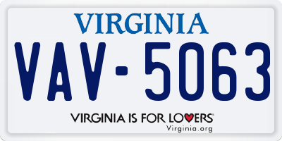VA license plate VAV5063