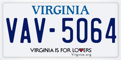 VA license plate VAV5064