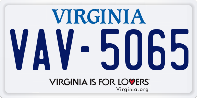 VA license plate VAV5065