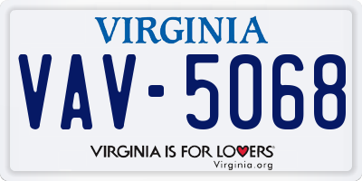 VA license plate VAV5068