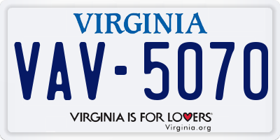 VA license plate VAV5070