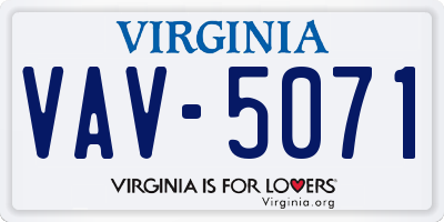 VA license plate VAV5071