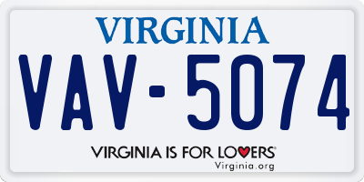 VA license plate VAV5074