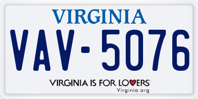 VA license plate VAV5076