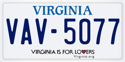 VA license plate VAV5077